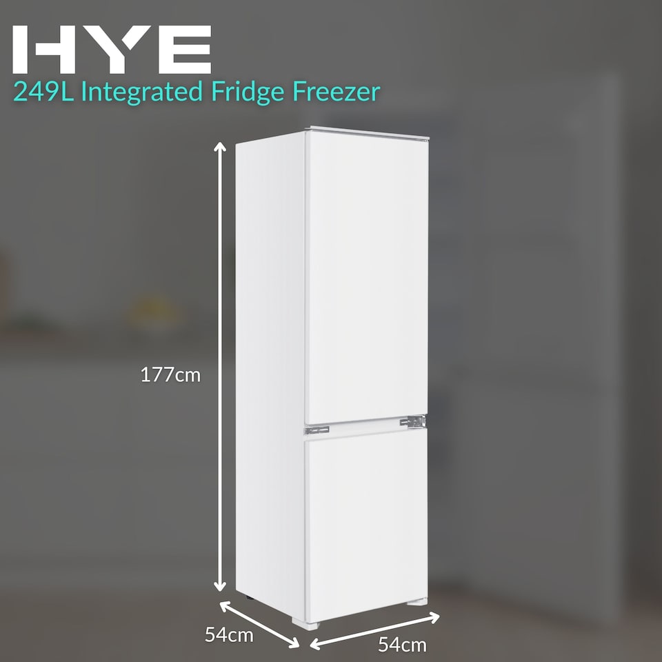 image 1 of HYE 70-30 Integrated Fridge Freezer, 249 Litre, 54cm, White - RF01BIUCFF249W01