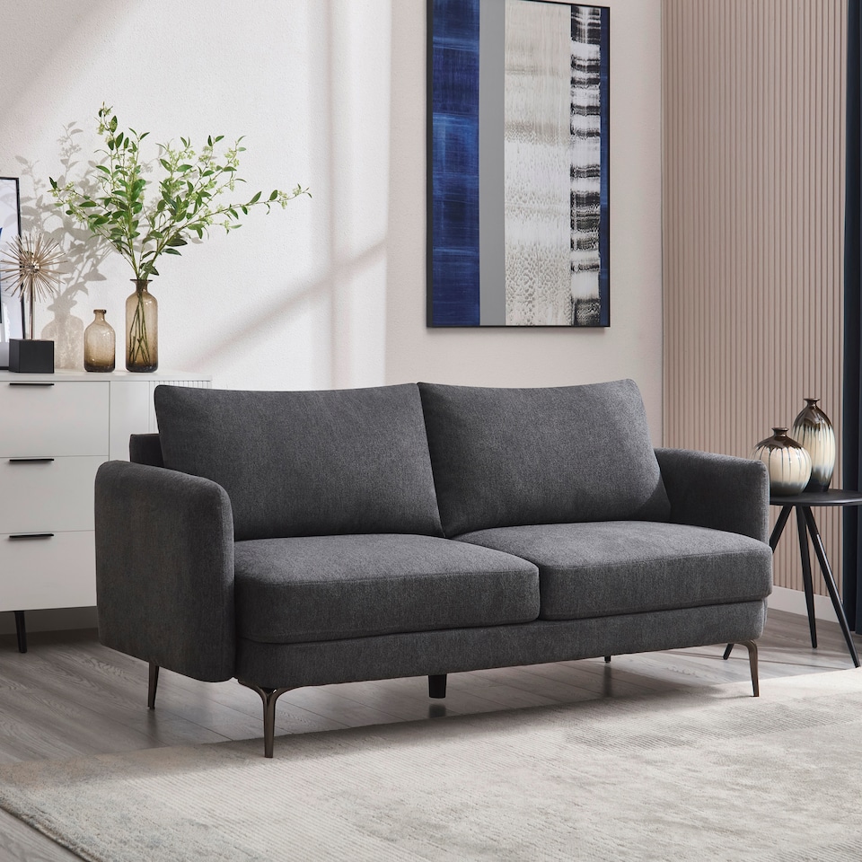 image 1 of Sofia 3 Seater Fabric Scandi Style Sofa | Grey | Grey