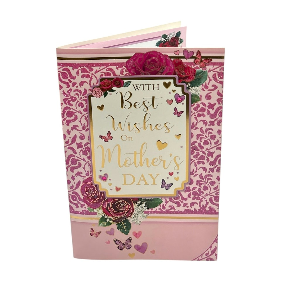 image 1 of With Best Wishes Rose Design Keepsake Mother's Day Boxed Card