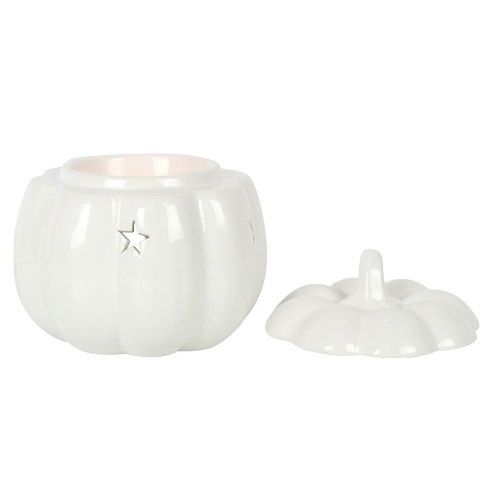 image 1 of Something Different Ceramic Pumpkin Oil Burner - White - One Size