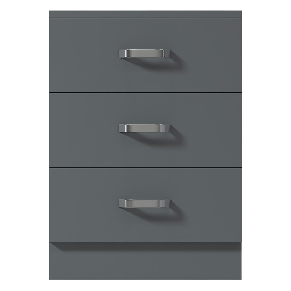image 1 of FWStyle Tunis 3 Drawer Bedside Chest Matt Grey