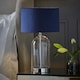 image 2 of ValueLights Jessy Glass Chrome Metal Table Lamp Navy Velvet Shade | Clear