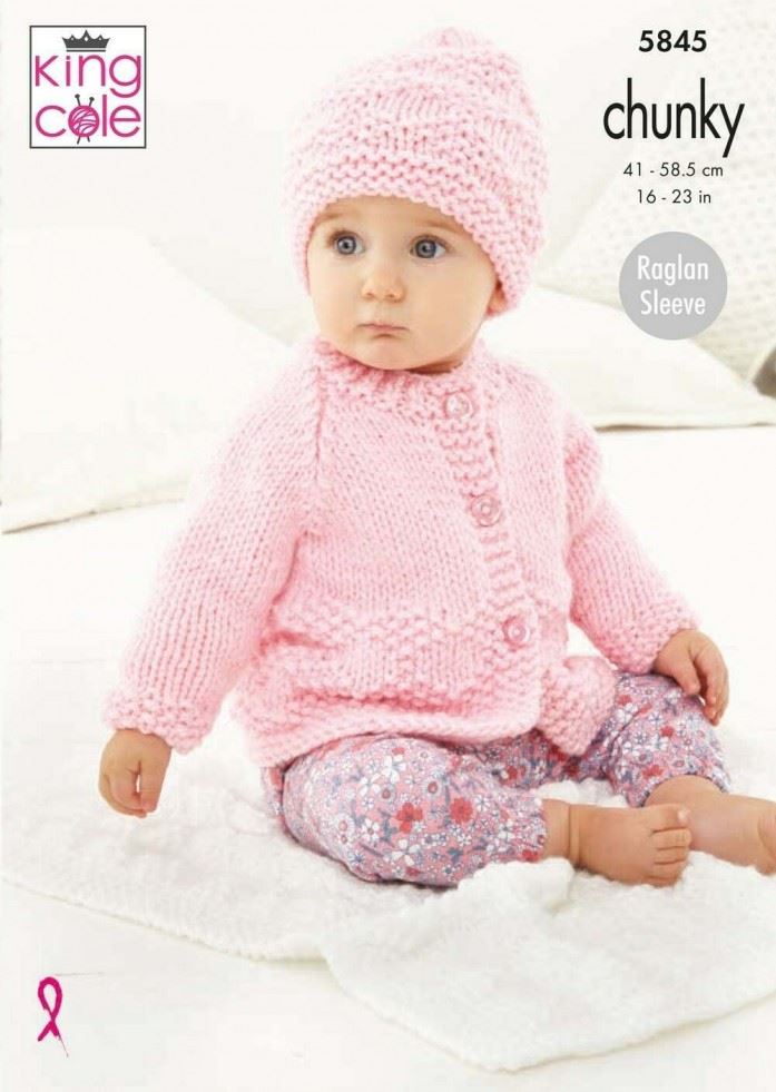 King Cole Comfort Chunky Knitting Pattern 5845, Jackets, Sweaters, Headwear and Blankets for Babies - 16 - 23 Inches
