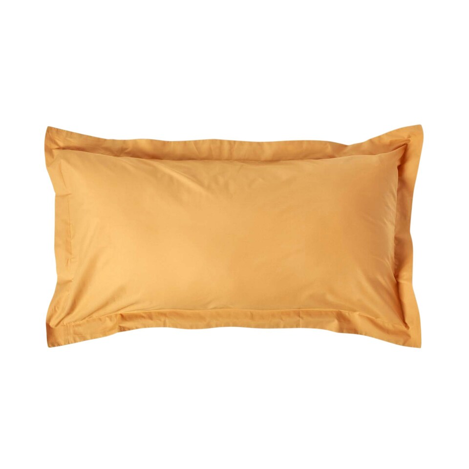image 1 of Homescapes Mustard Yellow Egyptian Cotton Oxford Pillowcase 200 TC - King Size | Yellow | King