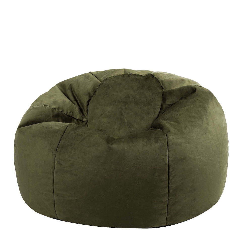 image 1 of Kingston Classic Velvet Bean Bag Chair Olive Green Bean Bags | Green | Olive Green | 1