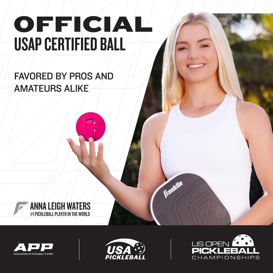 image 1 of Franklin Sports Pickleball-X Performance 40 Outdoor Balls-Pink