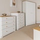 image 2 of Colorado 4 Drawer Chest - White Painted Wood Bedroom Storage Cabinet with Oak Effect Top | White | White | 1