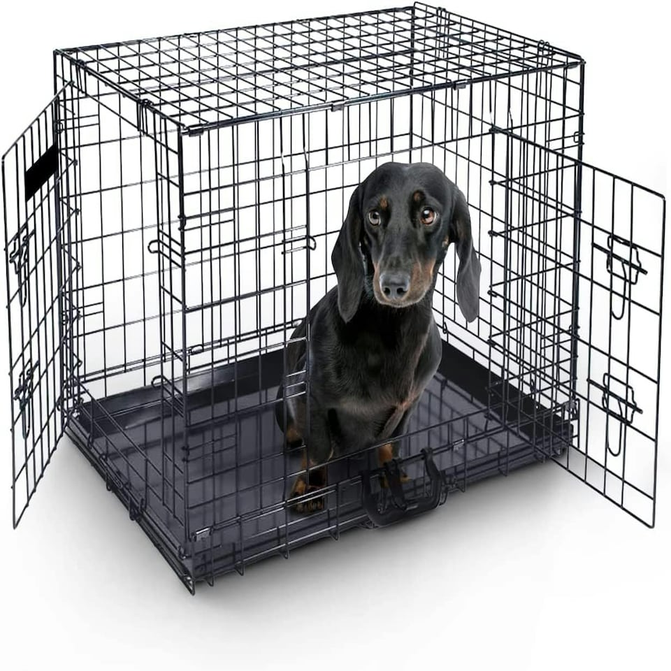 image 1 of Marco Paul 24" Double Door Dog Crate Black