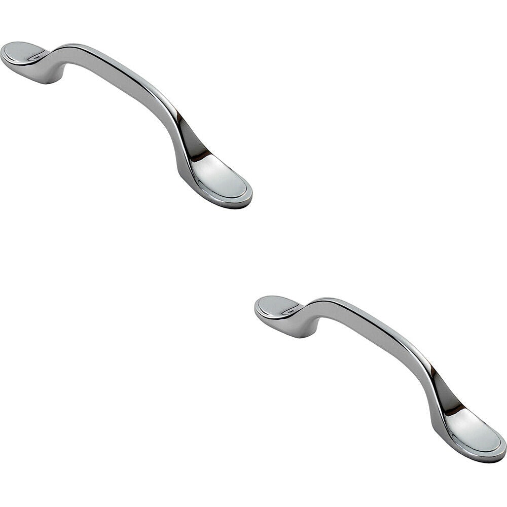 Loops 2x 128mm Shaker Style Cabinet Pull Handle 76mm Fixing Centres Polished Chrome