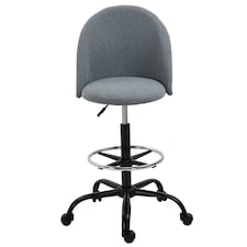 Vinsetto Draughtsman Chair Home Office Ergonomic 5 Wheels Padded Seat Grey