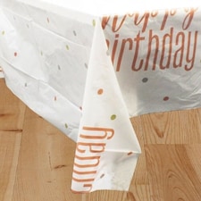 Rose Gold Glitz Birthday Plastic Tablecover 213cm x 137cm