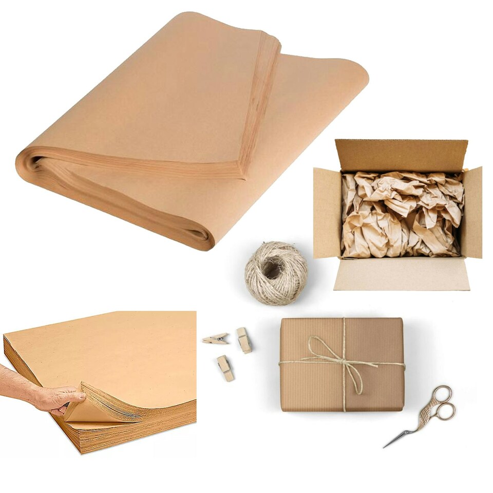 image 1 of 100 Sheets Of Large Brown Kraft Paper Perfect For Gift Wrapping, Packing & Shipping Brown