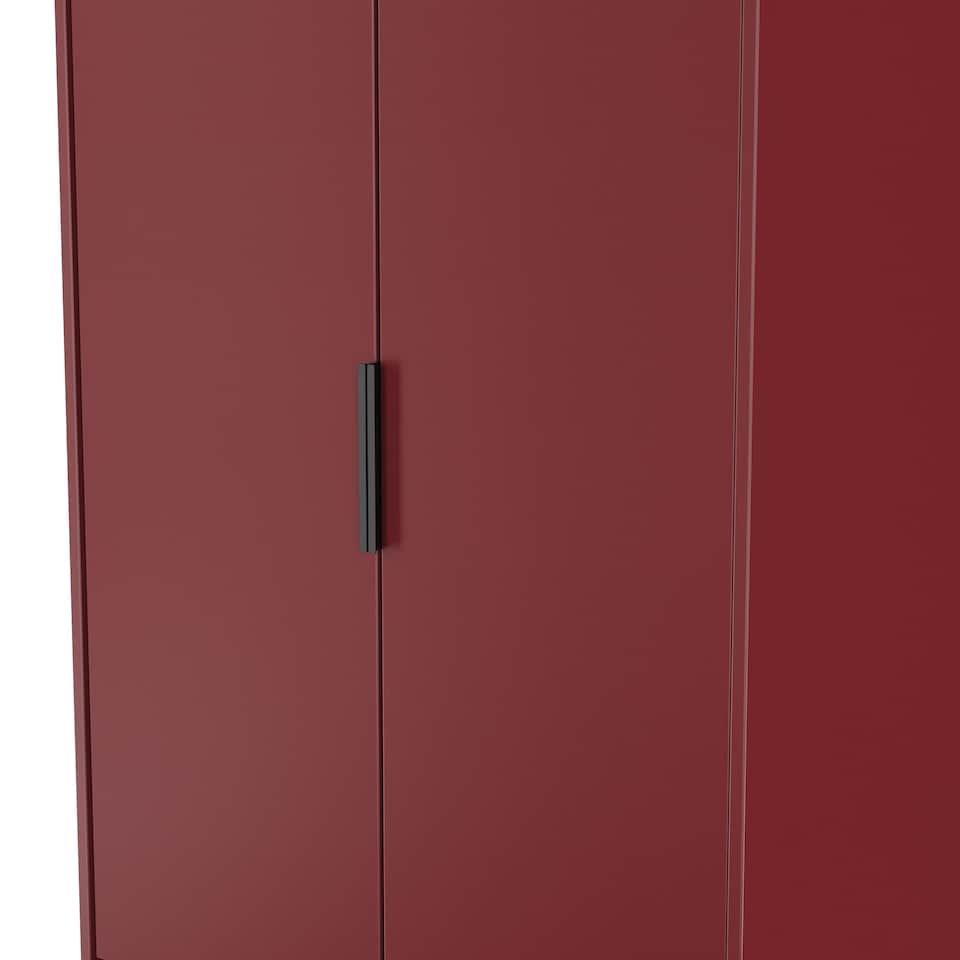 image 1 of Fuji Tall 2 Drawer Double Wardrobe in Red Matt (Ready Assembled) | Red | Red Matt