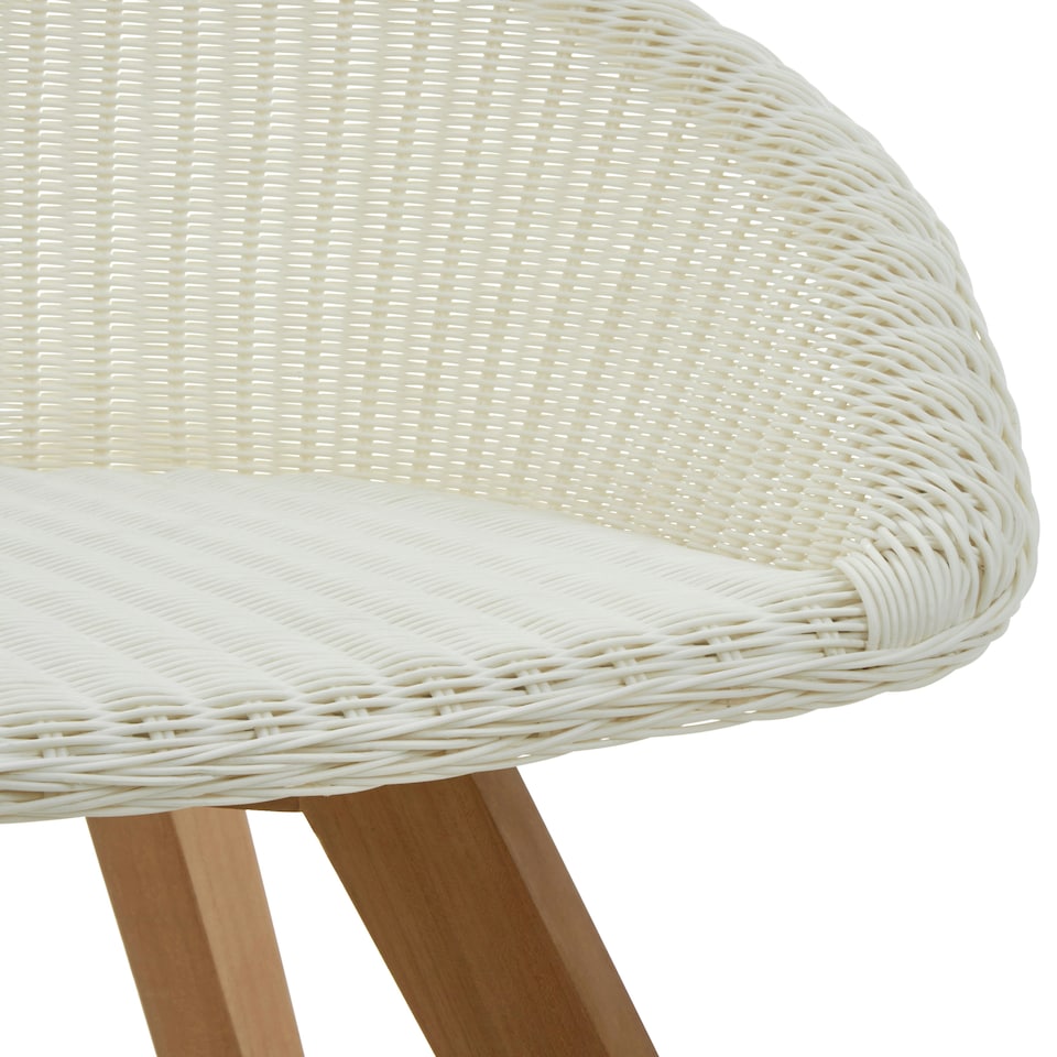 image 1 of Interiors by Premier White Rattan Indoor chair with Wood legs Finish, Artistic Faux Chair for Living Room, Outdoor Chair