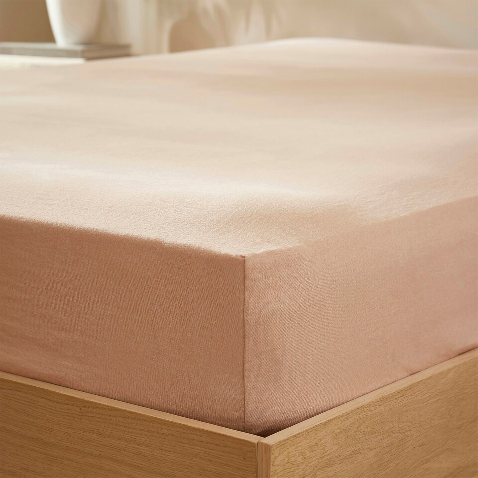 image 1 of Touch Of Linen - Seashell Pink - Fitted Sheet Pink | Seashell Pink | Double