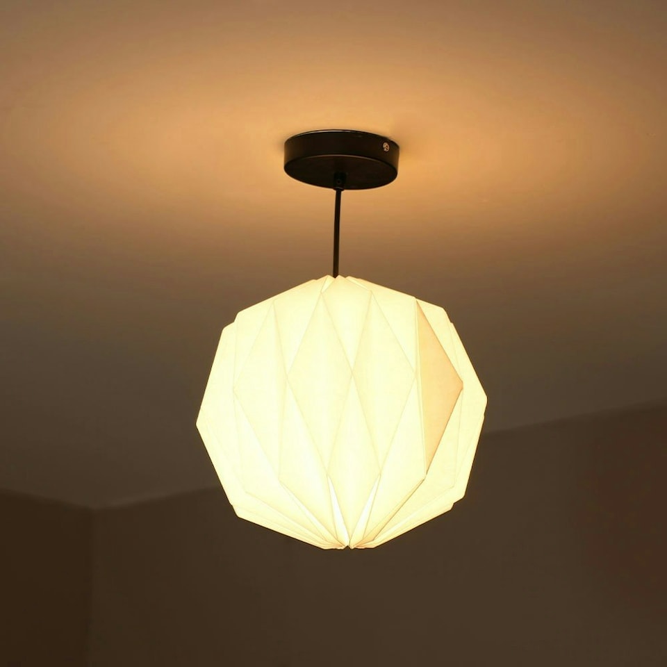 image 1 of ValueLights Astrid Easy Fit White Origami Paper Fold Ceiling Light Shade - Bulb Included