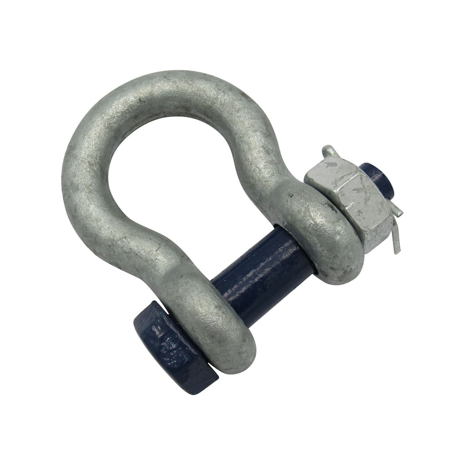 Safety Pin Bow Shackle (13.5 Ton Galvanised 38MM 13500KG Omega)