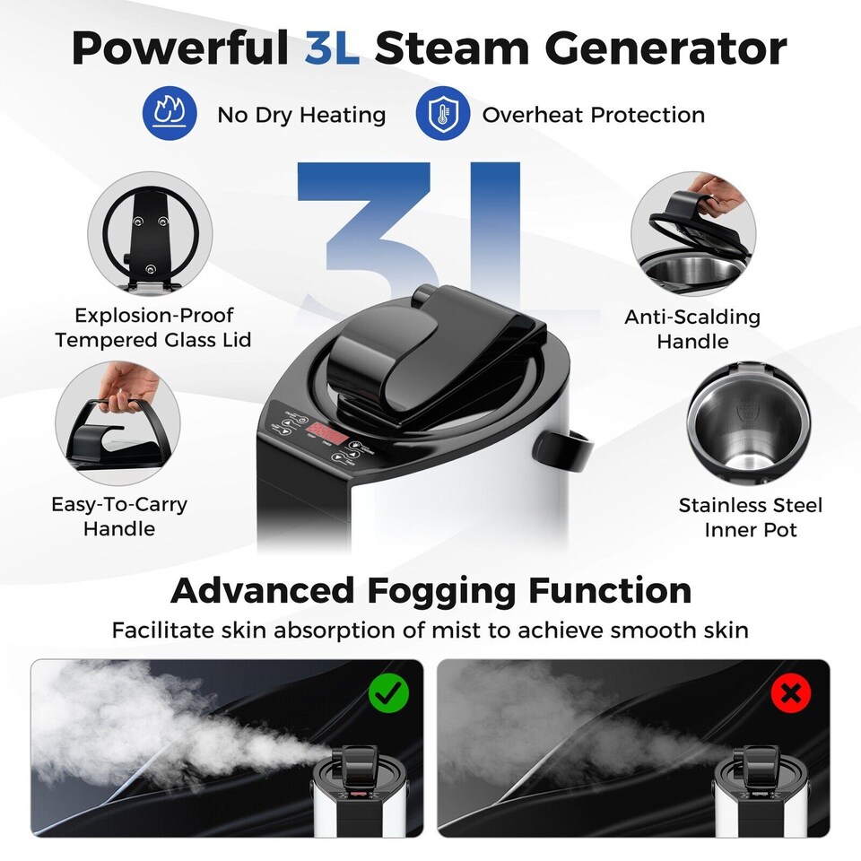 image 1 of COSTWAY Portable Steam Sauna Home Full Body Sauna Box w/3L Steam Generator