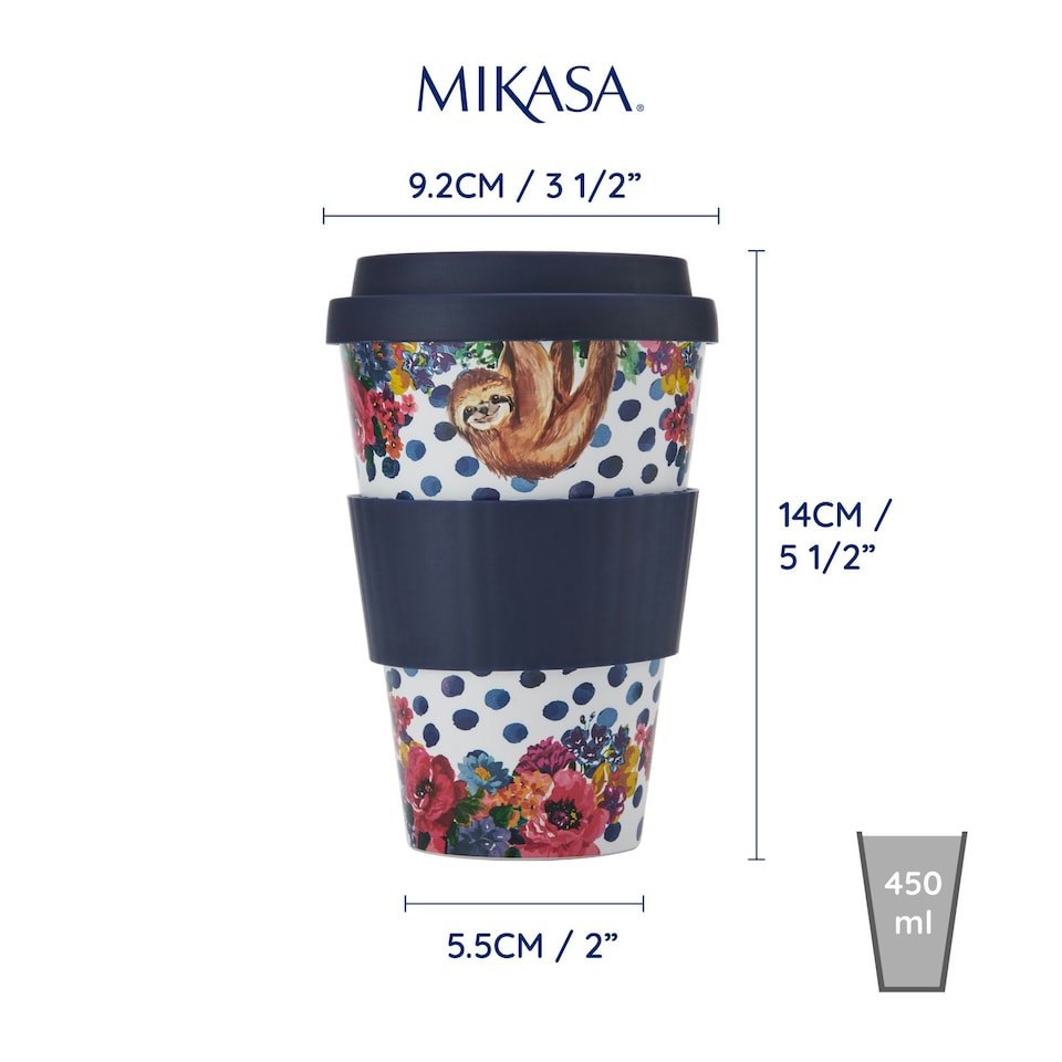 image 1 of Mikasa Wild at Heart Sloth Travel Mug, 370ml Multi