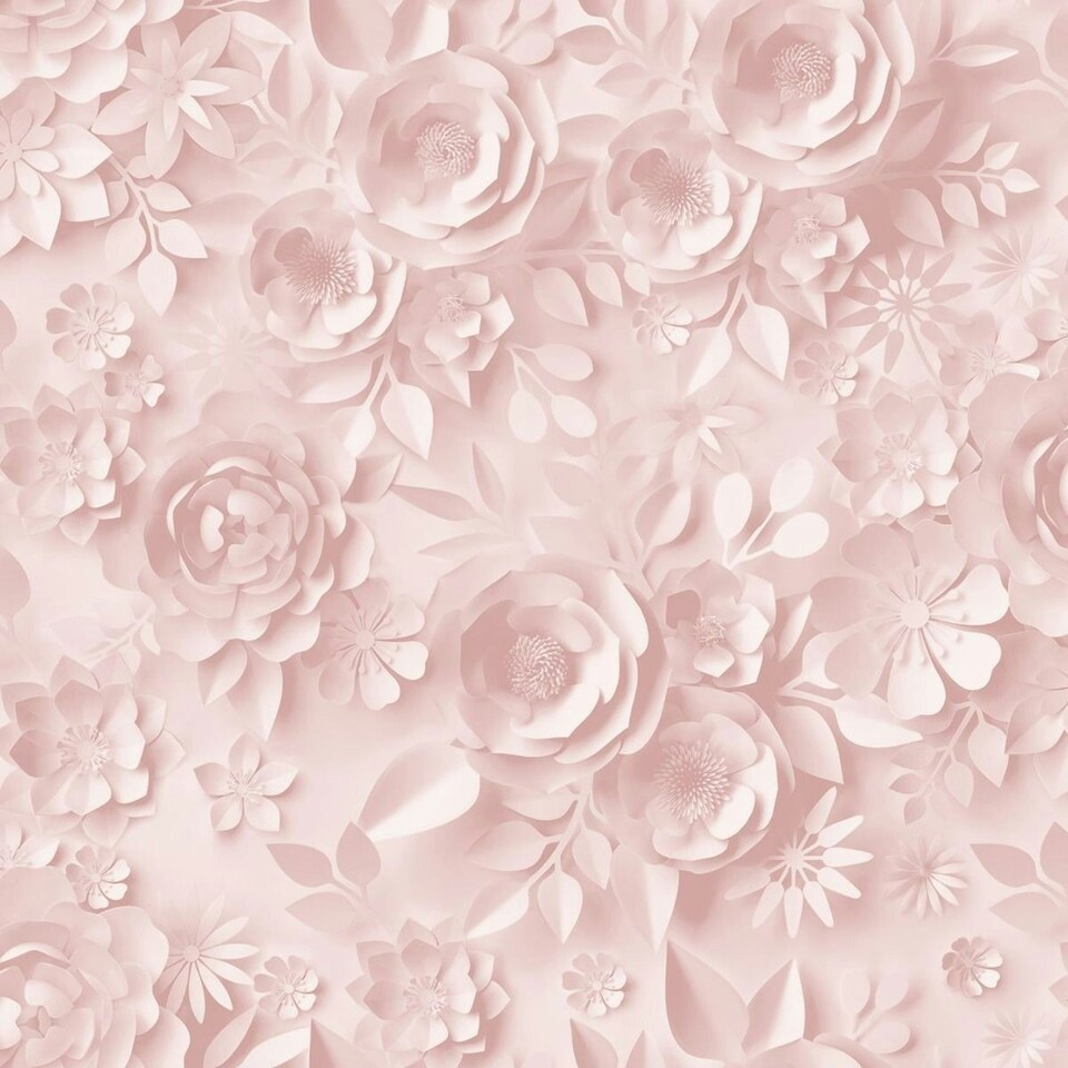 image 1 of Muriva My Kingdom Flowers Textured Wallpaper - Pink - 10m x 53cm Pink