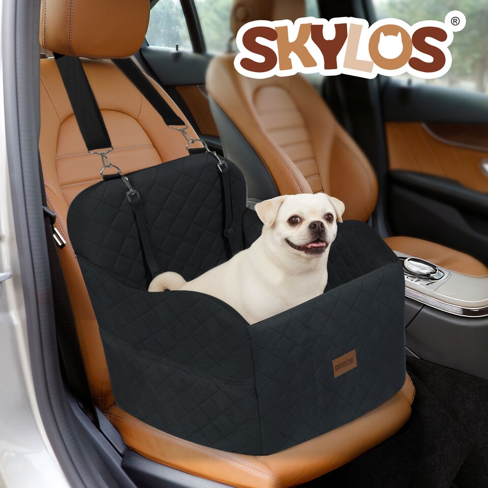 image 1 of Skylos Dog Booster Car Seat Black Portable Travel Carrier Bed for Pet | Black | Black | One Size