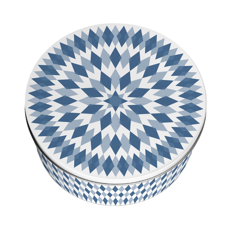 image 1 of Blue Argyle Pattern Large Round Cake Tin