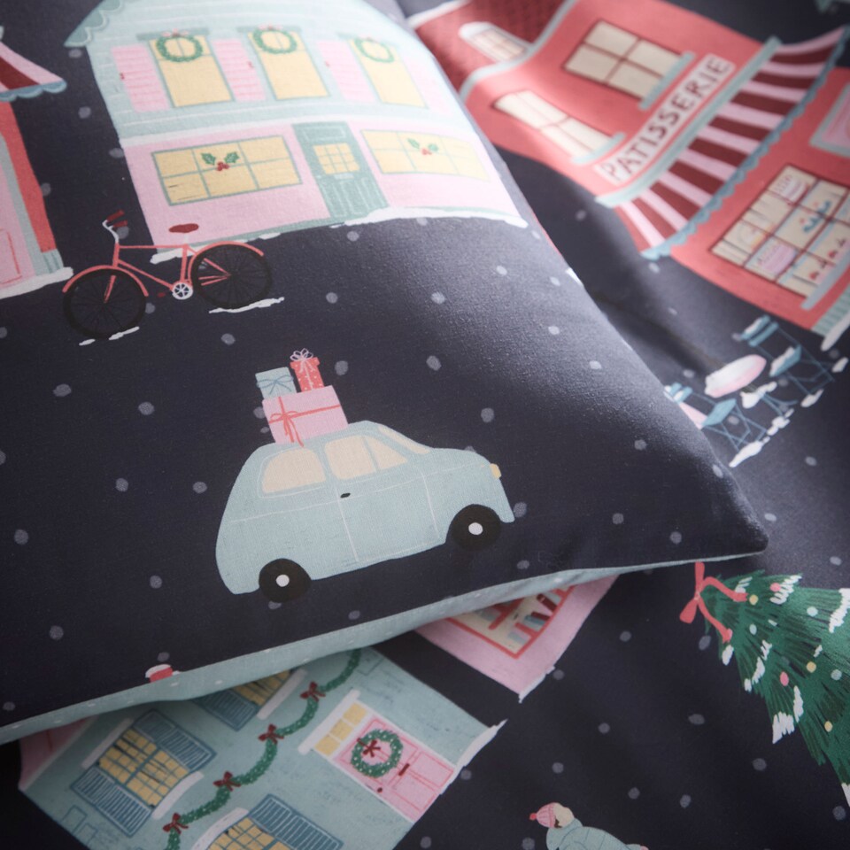 image 1 of Fusion Christmas Houses Duvet Cover Set Navy