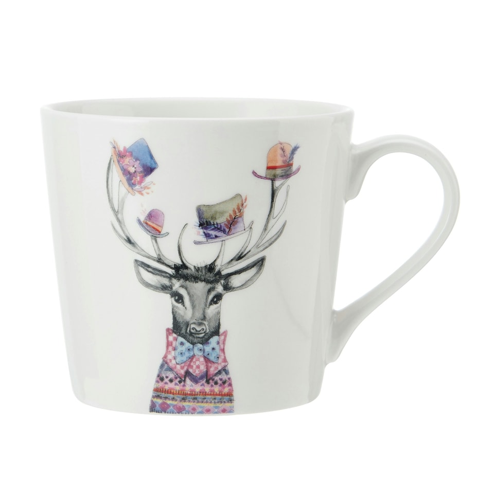 image 1 of Mikasa x Tipperleyhill Stag Print Porcelain Mug, 380ml Multi