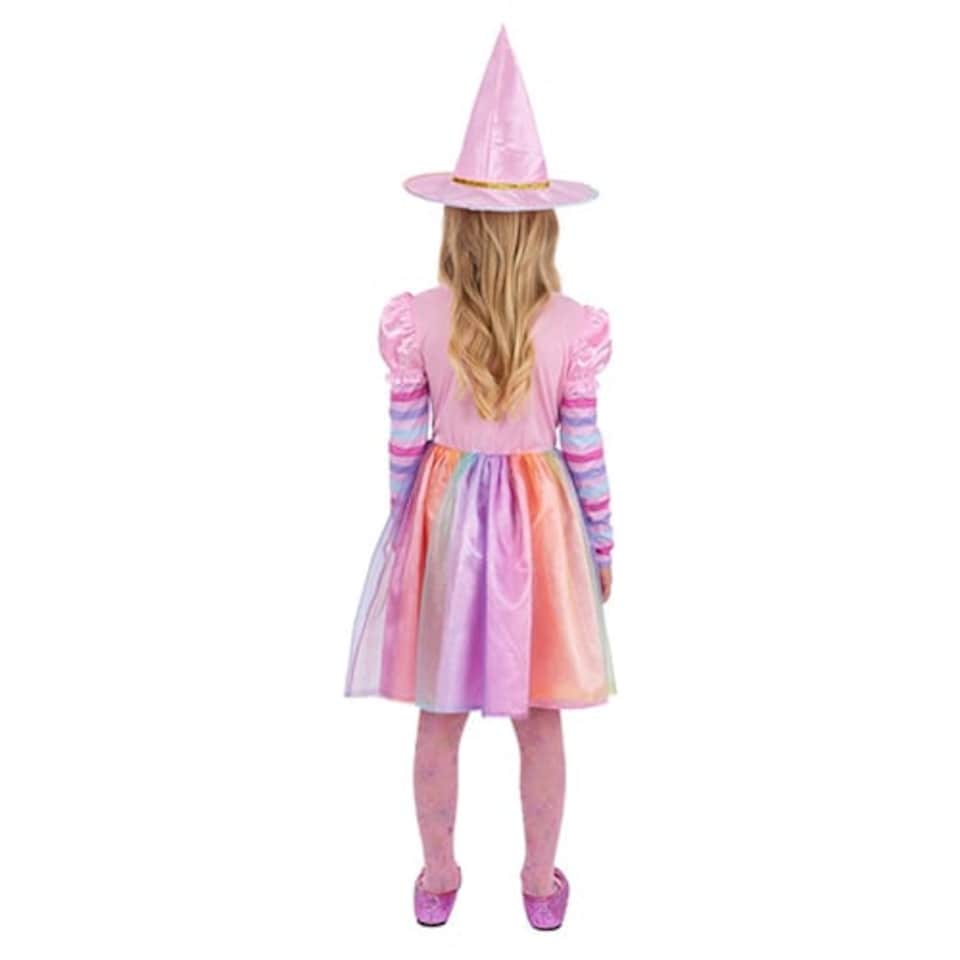 image 1 of Pastel Rainbow Witch Girls Fancy Dress Costume Kids Medium - Age 7-9