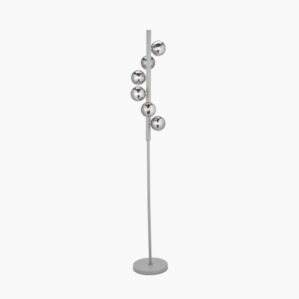image 1 of Glass Ball and Grey Metal Floor Lamp For Living Room
