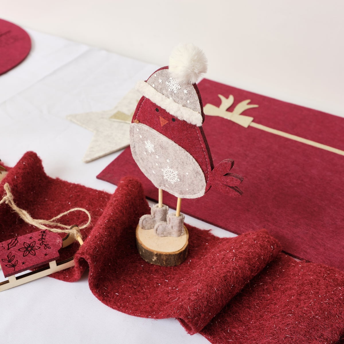 Melody Maison Large Dark Red Wool Table Runner - 140cm (1.4m / 55.1')