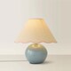image 4 of ValueLights Bosco Eucalyptus Ceramic Table Lamp with Pink Trim Scallop Shade