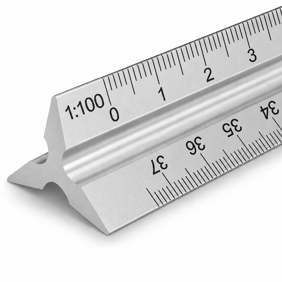image 1 of 30cm Aluminium Triangular Ruler with 6 Precision Scales - 1pc