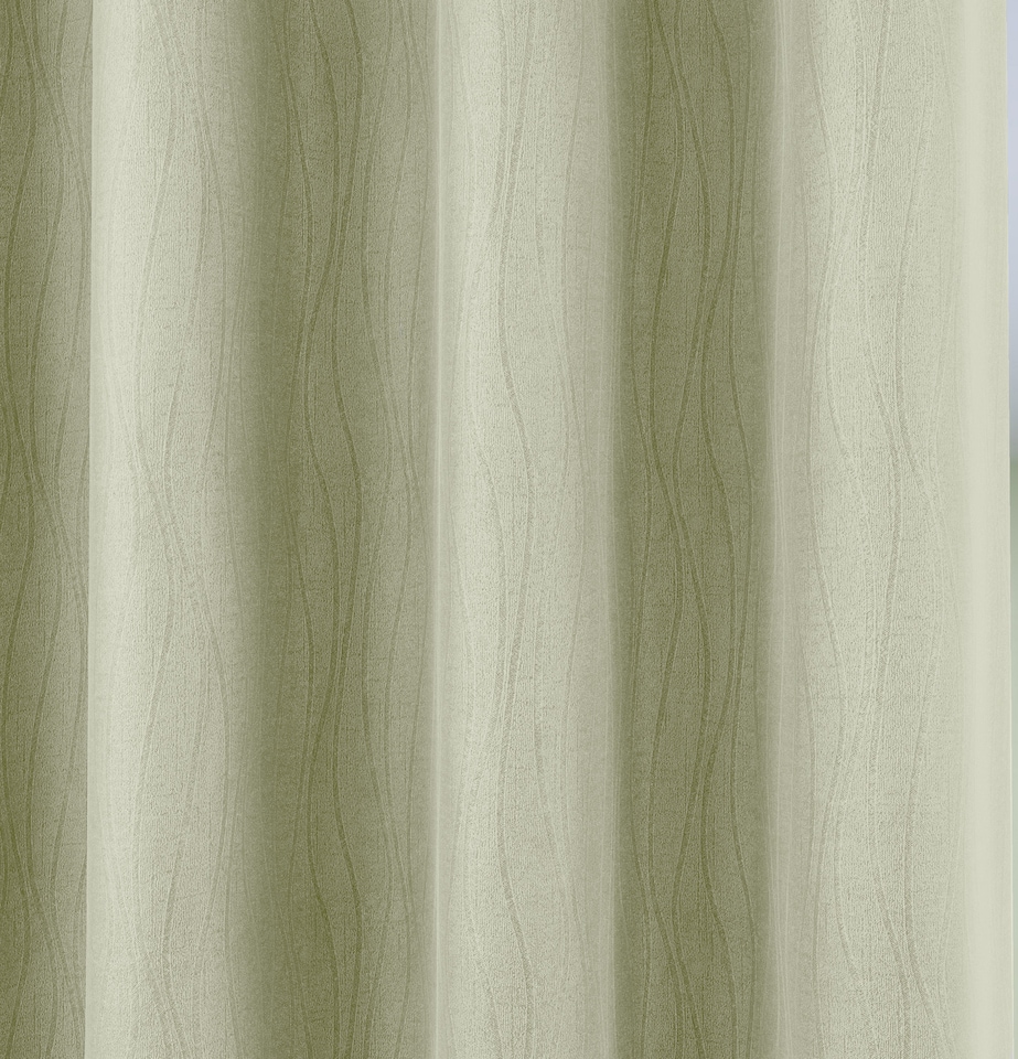 image 1 of Enhanced Living Goodwood Green Thermal, Energy Saving, Dimout Eyelet Curtains with Wave Pattern (PAIR) - 46 x 54 inch (117x137cm)