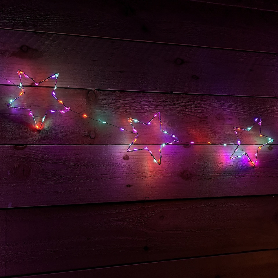 image 1 of 2.6m Set of 10 Star Curtain Lights 227 Rainbow LEDs Microbrights String Lights