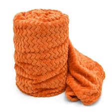 Velosso Moda Ribbed Chevron Super Soft Blanket - 127cm x 152cm Orange | Orange