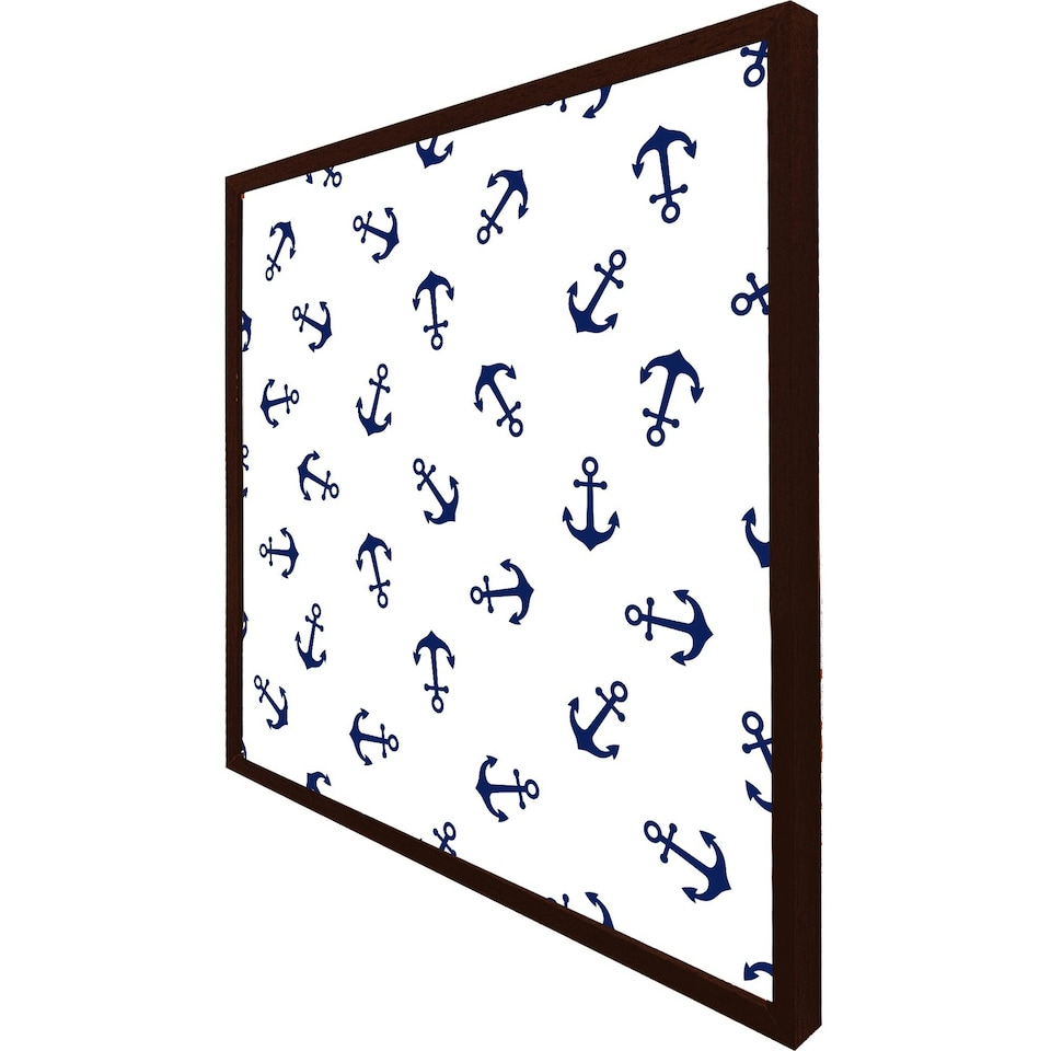 image 1 of Navy anchors on white (Picture Frame) Grey | XS