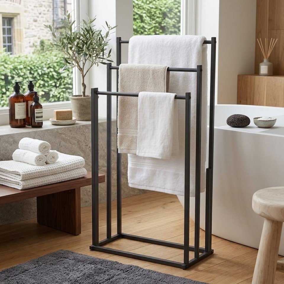 image 1 of 3 Tier Freestanding Towel Rack Bathroom Stand Holder
