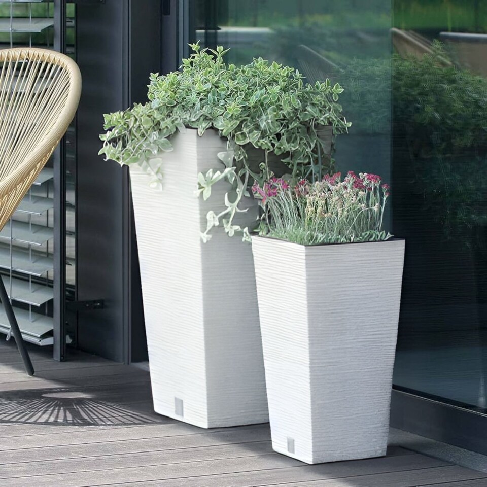image 1 of FURU Square Tall Planters with Insert - 55x29.5x29.5 cm | White | 1