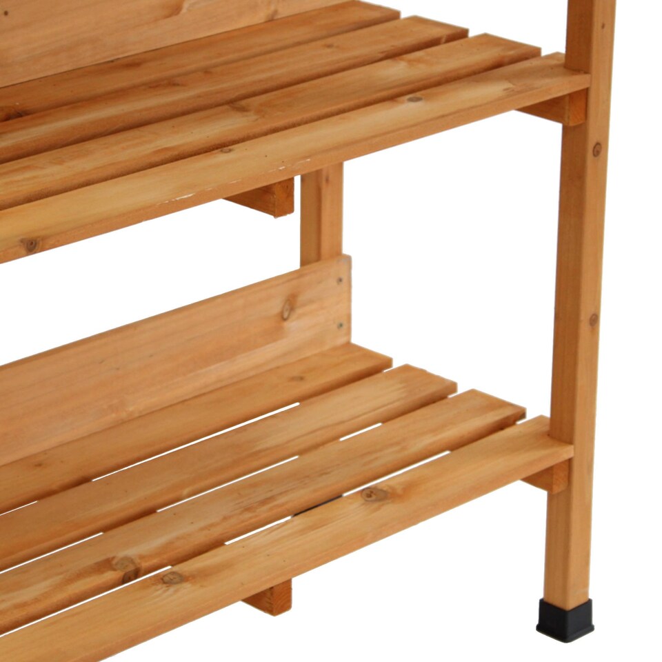 image 1 of Wooden Potting Table Flower Plant Workbench Garden Greenhouse | Brown