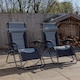 image 1 of Set of 2 Luxury Padded Multi Position Zero Gravity Garden Relaxer Chair Lounger in Grey & Black