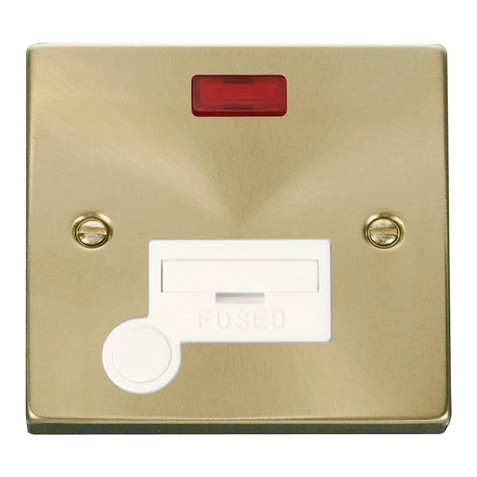 image 1 of SE HOME Satin / Brushed Brass 13A Fused Connection Unit With Neon With Flex White | Satin Brass