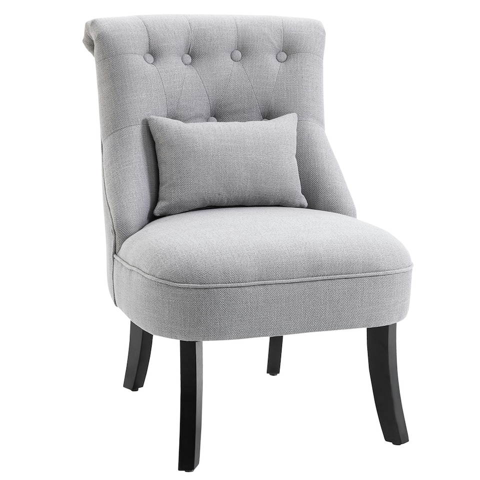 image 1 of HOMCOM Fabric Single Sofa Upholstered with Pillow Wood Leg Grey