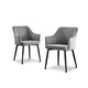 image 1 of Furniturebox 2x Calla Grey Velvet Dining Chairs with Black Legs