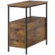 image 1 of HOMCOM Side Table, Narrow Bedside Table with 2 Drawers and Storage Shelf, Industrial End Table with Metal Frame for Small Spaces, Rustic Brown | Brown