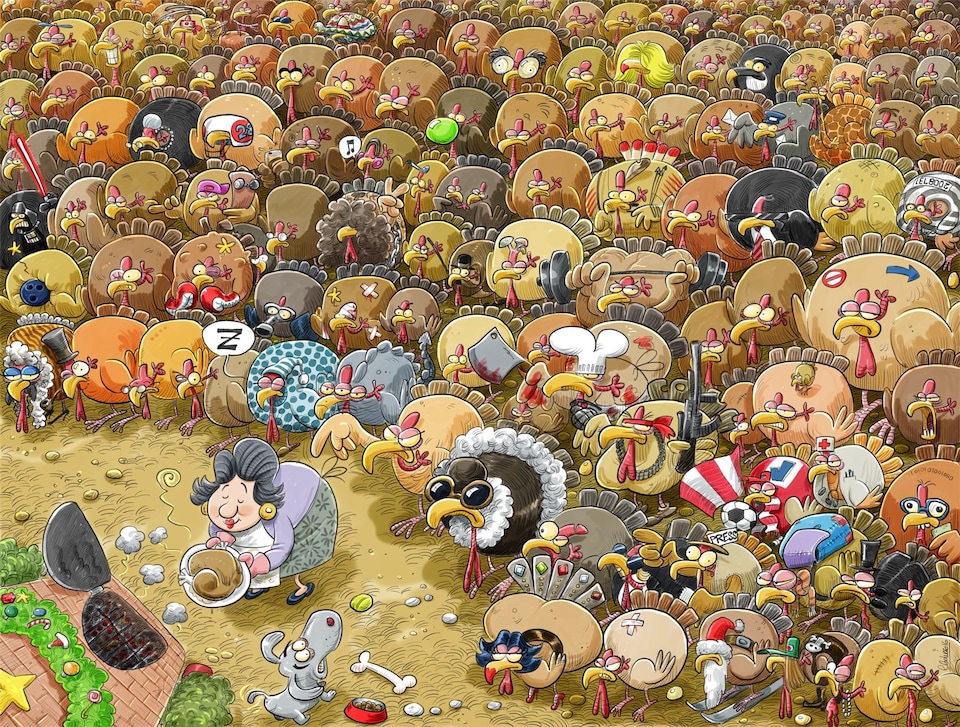 1000 Piece Jigsaw Puzzle for Adults, Teens And Kids - Christmas At Chaos Turkey Farm - Funny Cartoon Jigsaw Puzzle, 1000 Piece Family Games