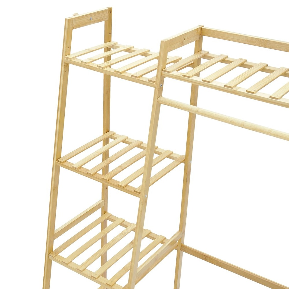 image 1 of Living and Home Bamboo Bedroom Garment Clothes Rack 110cm - Natural