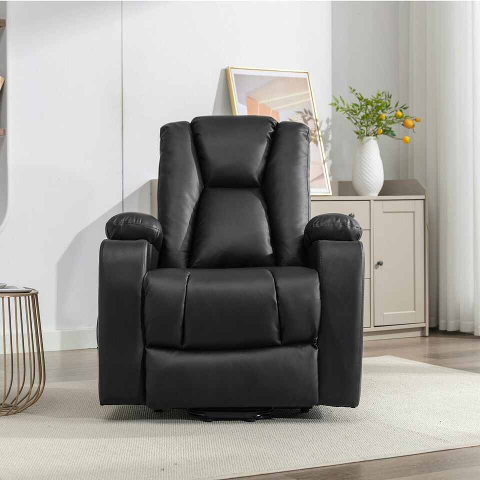 image 1 of Hartville Electric Lift Assist Riser Recliner with Massage and Heat - Black