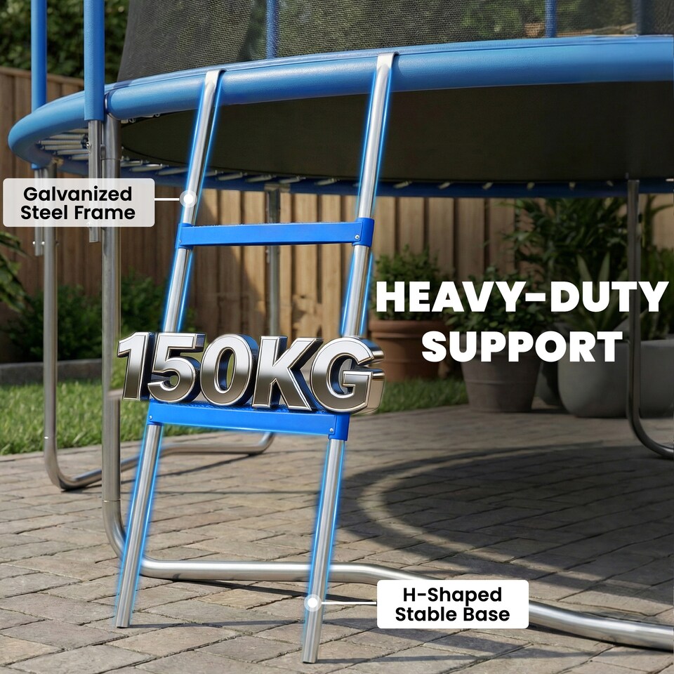 image 1 of SPORTNOW Trampoline Ladder, 2-Steps with Horizontal Wide Steps, Galvanised