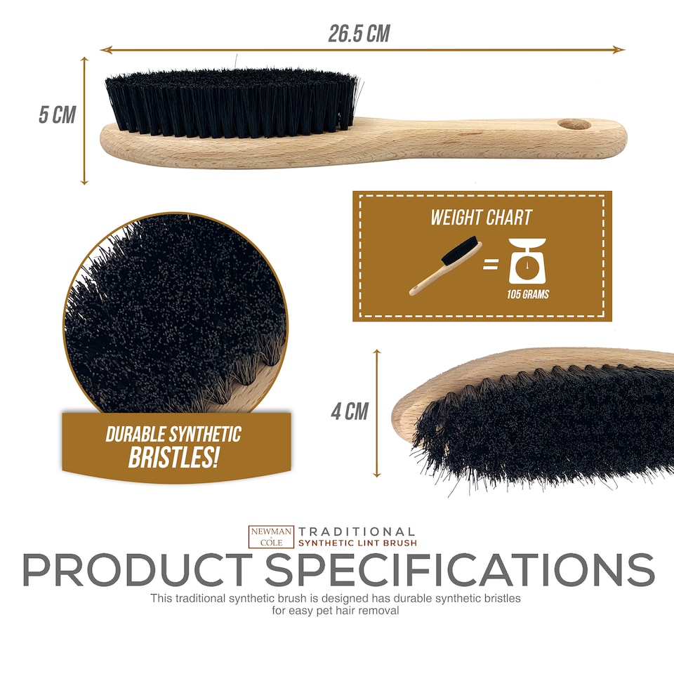 image 1 of Wooden Clothes Brush Synthetic Bristle Brush for Fabrics Lint Brush for Hair Remove